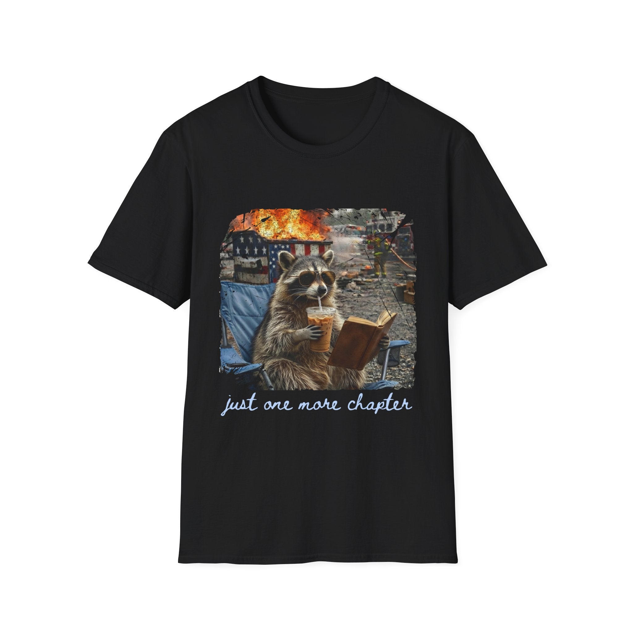 Raccoon Reading Hoodie — "Just One More Chapter" T-Shirt