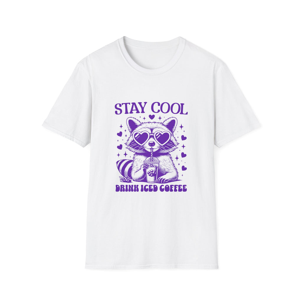 Stay Cool Iced Coffee T-Shirt — Cute Raccoon Graphic Tee