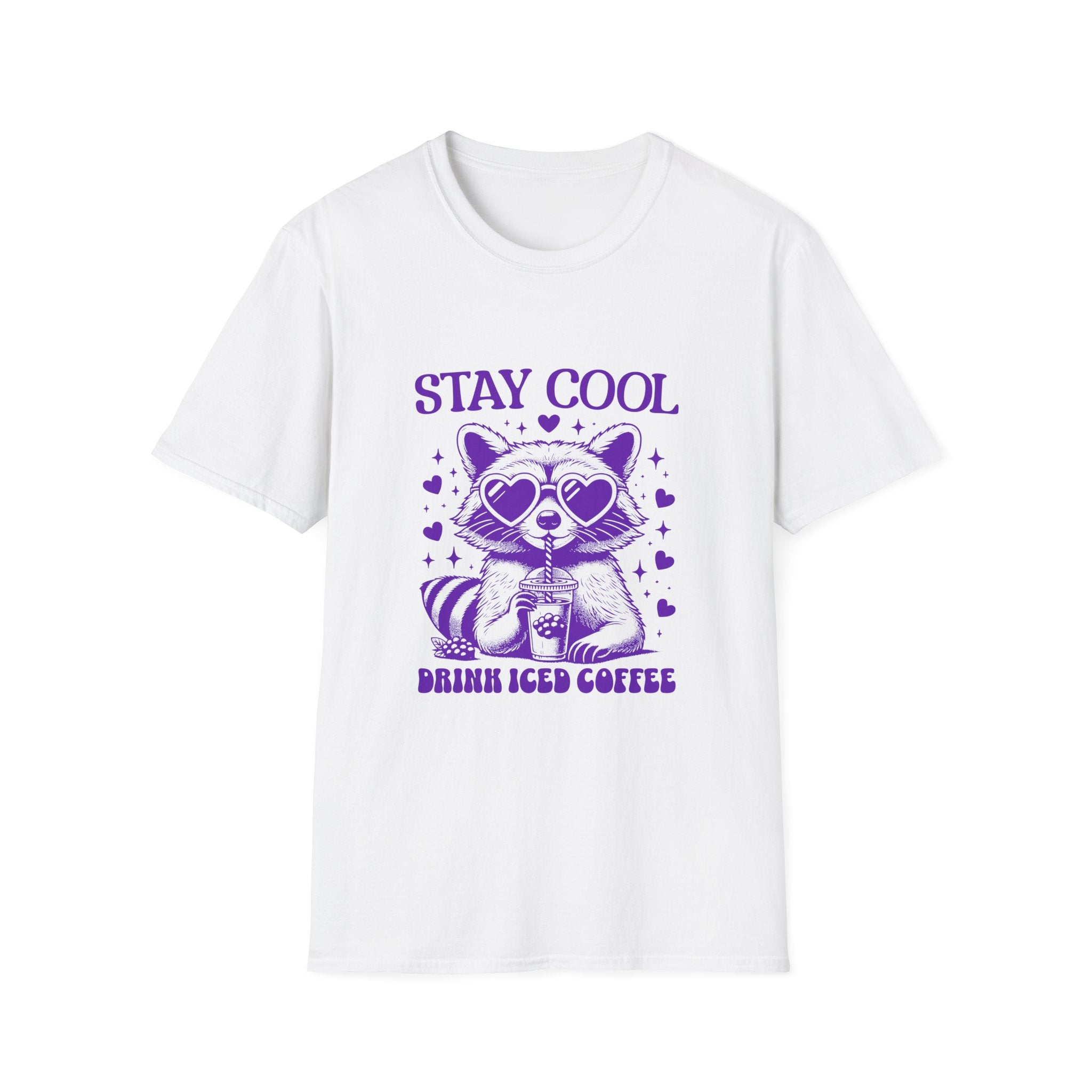 Stay Cool Iced Coffee T-Shirt — Cute Raccoon Graphic Tee