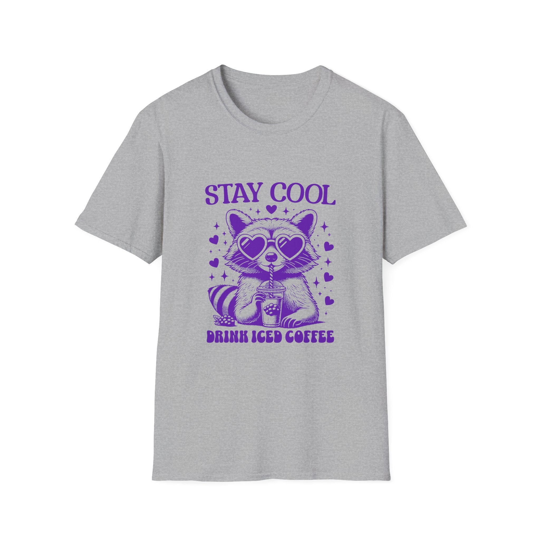Stay Cool Iced Coffee T-Shirt — Cute Raccoon Graphic Tee