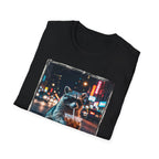 Raccoon Night Street T-Shirt — Urban Nightlife Animal Graphic Tee