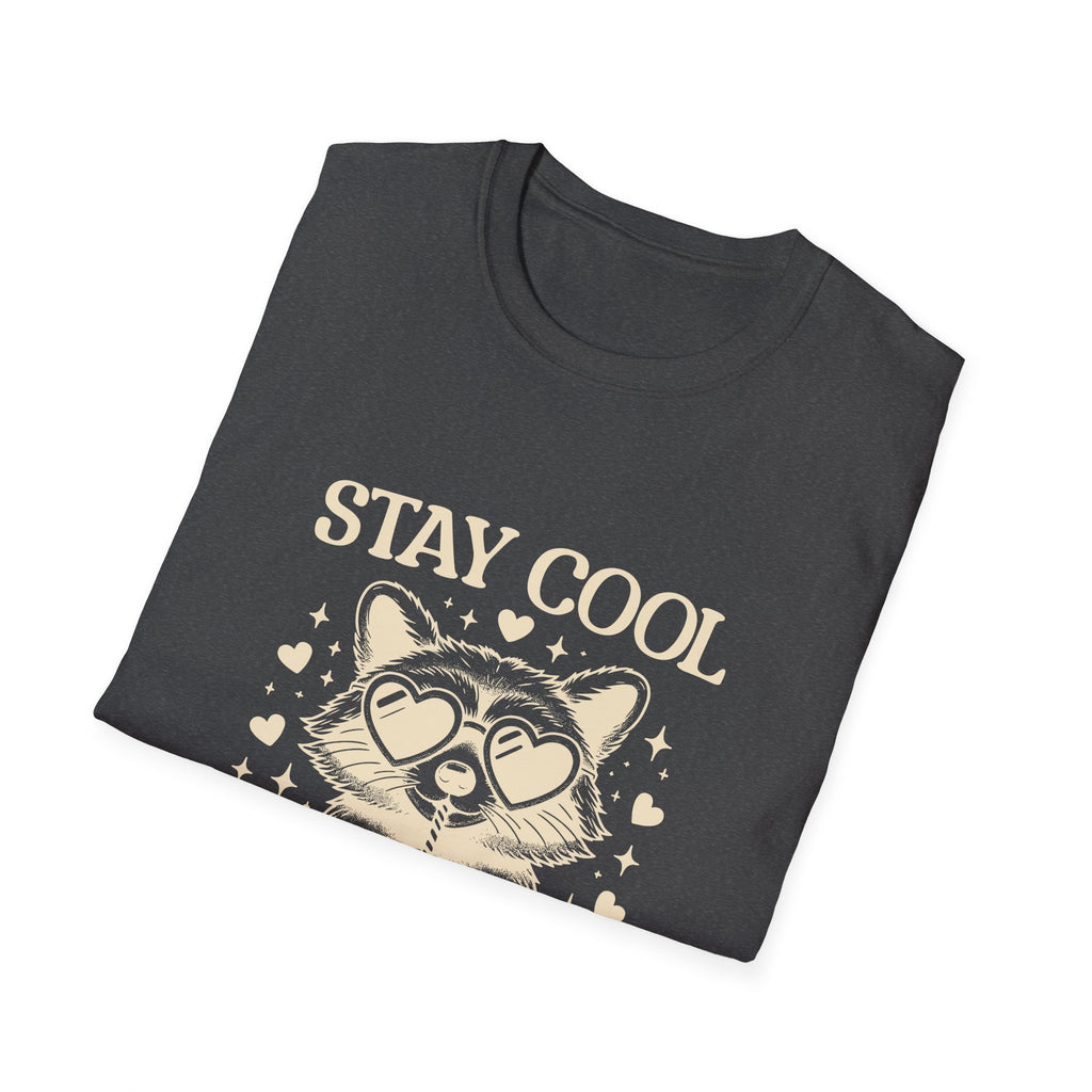 Stay Cool Raccoon Iced Coffee T-Shirt — Cute Retro Coffee Tee