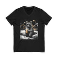 Raccoon Coffee V-Neck Tee — Cute Nighttime Boba Raccoon Graphic T-Shirt