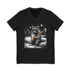 Raccoon Coffee V-Neck Tee — Cute Nighttime Boba Raccoon Graphic T-Shirt