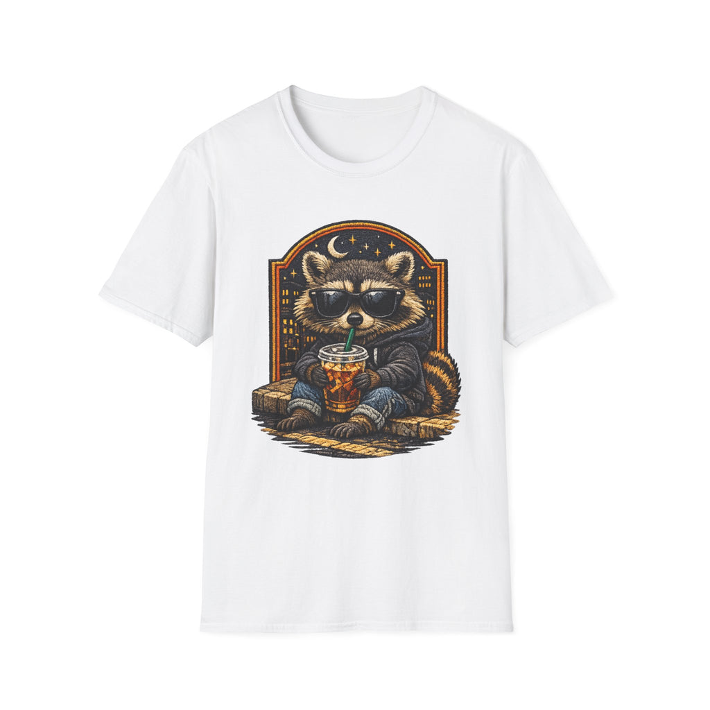 Raccoon Nightlife T-Shirt — Cool Raccoon Drinking Bubble Tea Graphic Tee