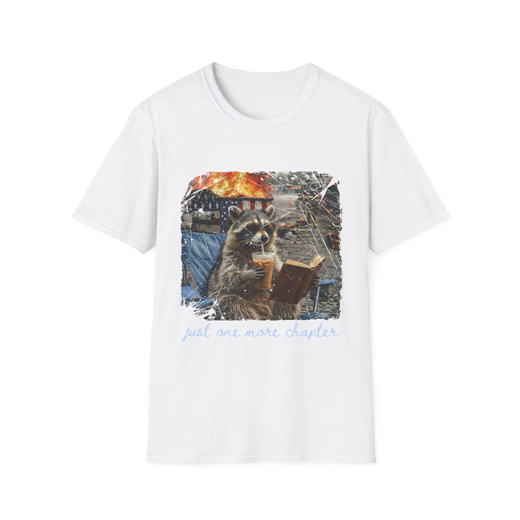 Raccoon Reading Hoodie — "Just One More Chapter" T-Shirt