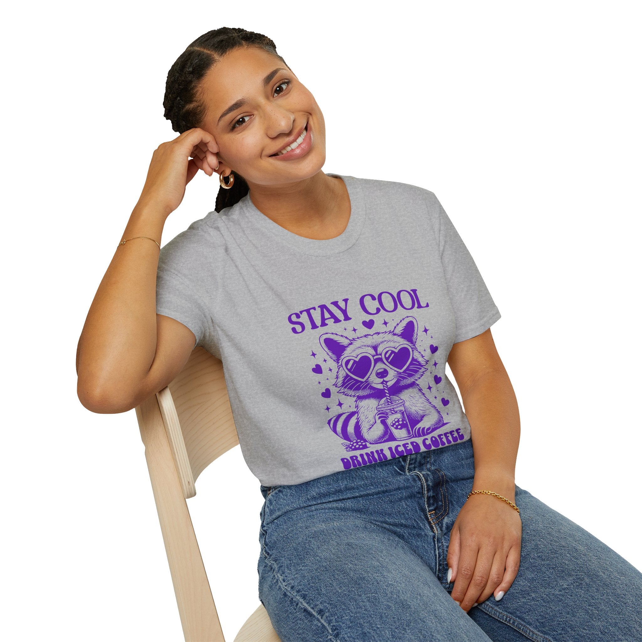 Stay Cool Iced Coffee T-Shirt — Cute Raccoon Graphic Tee